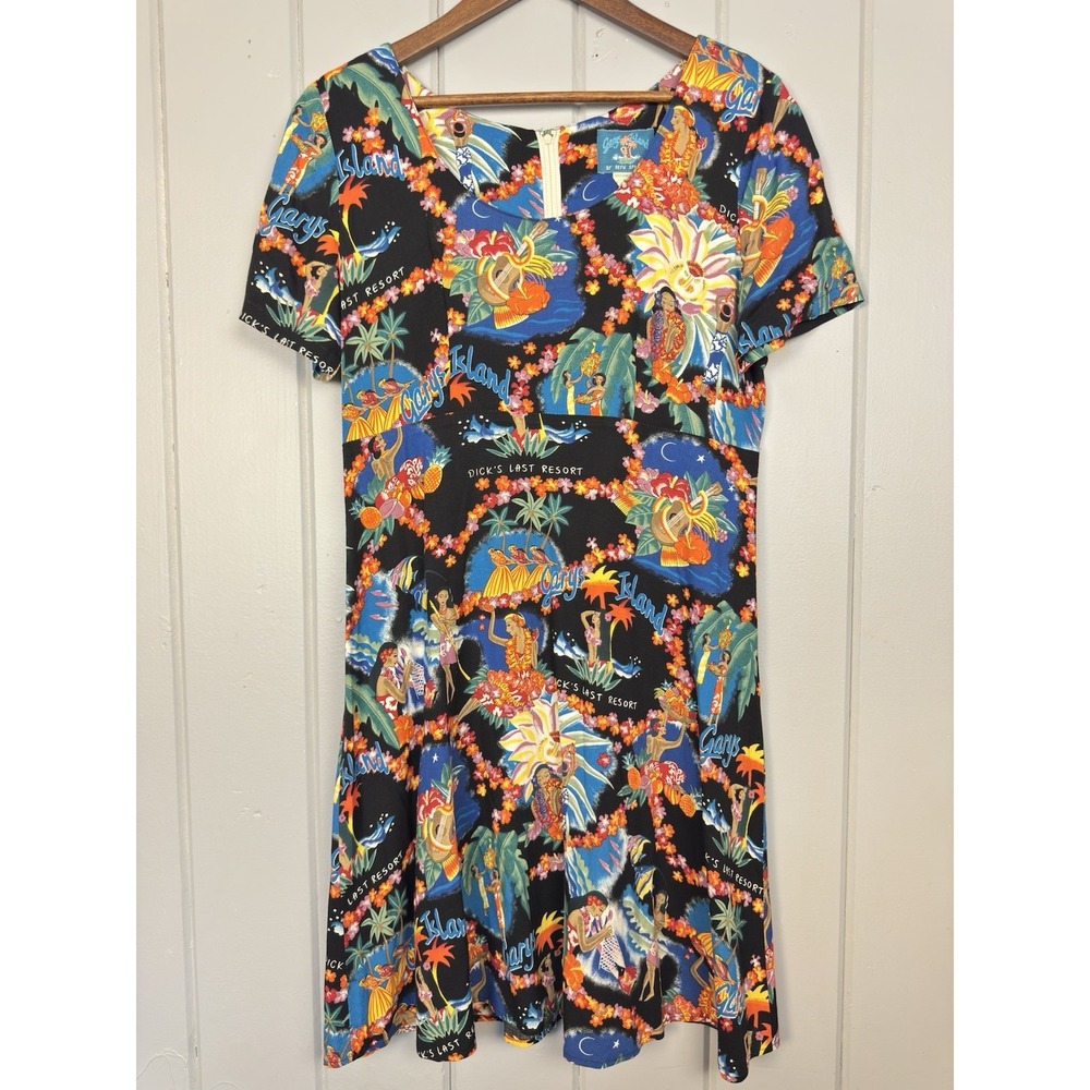 Rare vintage Gary's Island By Reyn Spooner Dick's Last Resort Hawaiian Dress